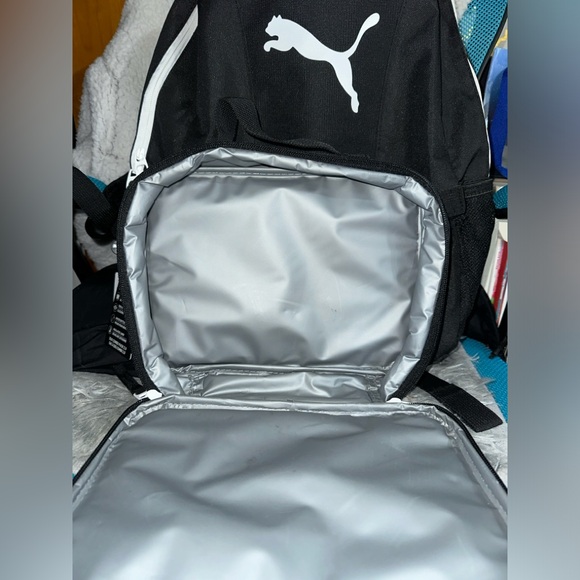 PUMA Backpack w/ Detachable Front Logo Pouch ~ Black w/ White Logo Design - Picture 5 of 11